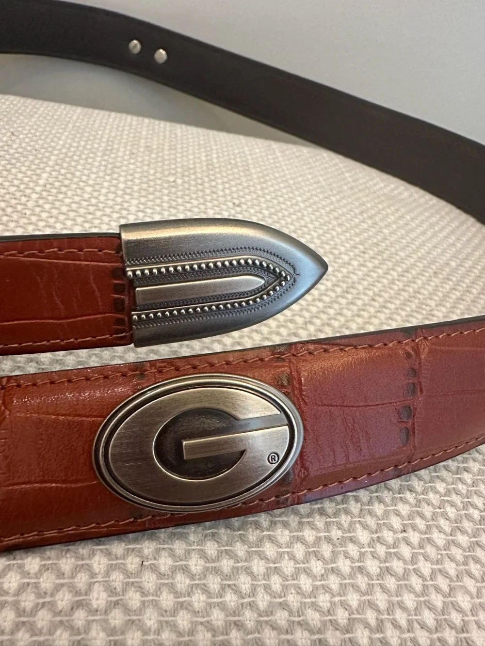Zep Pro Georgia Bulldogs Men's 40 Collegiate Leather Belt Brown Croc Embossed